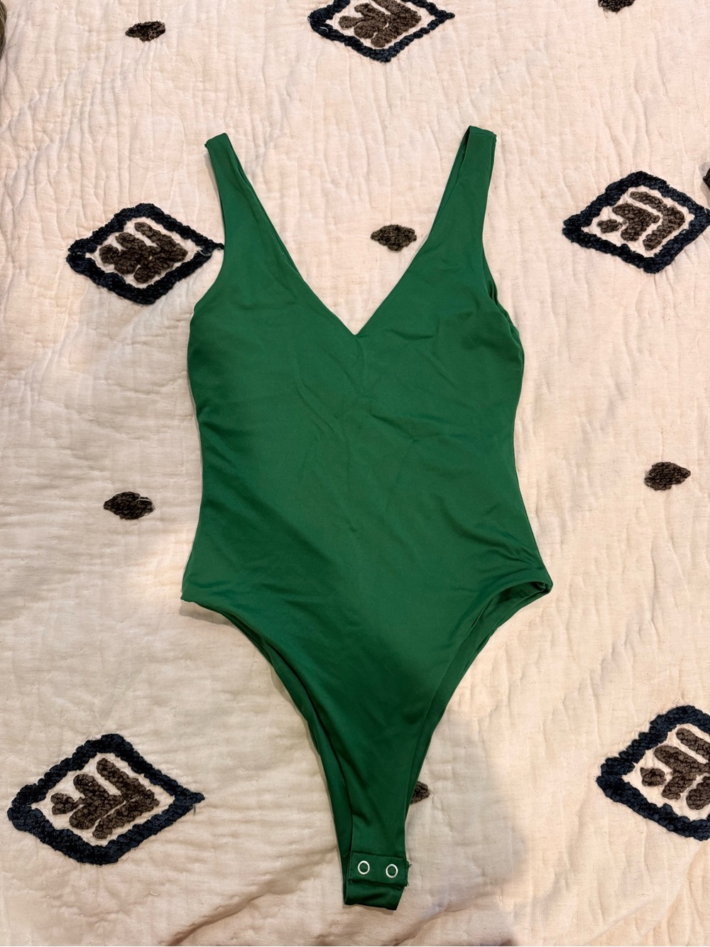 Forever 21 Emerald Green V-Neck Bodysuit